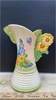 Vintage Flowered Vase (9.5"H)