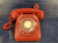 RED ROTARY DIAL ELECTRIC MONOPHONE TELEPHONE