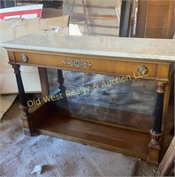 Sofa Table - Marble Top/Mirrored Back
