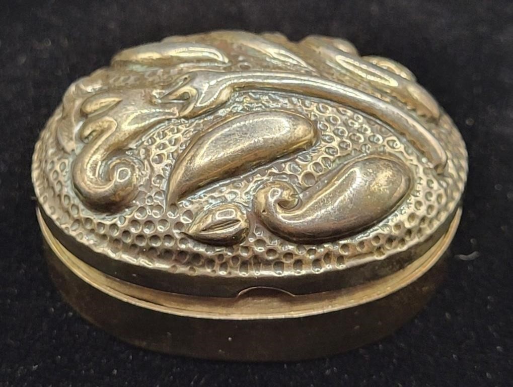 Sterling .925 Embossed Flower Pill Box