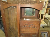 Vintage Oak Bookcase Secretary