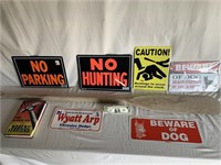 Lot of signs and signed book