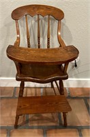 Antique 100 + Years Old  Wood High Chair