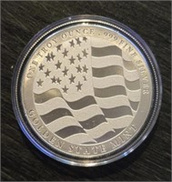 One Ounce Silver Round: Flag/ Eagle