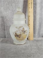 VIKING SATIN GLASS BUTTERFLY JAR WITH LID