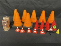 LOT OF CAUTION CONES & VINTAGE GENERAL BATTERIES