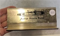 Vintage Alvin State Bank Metal Check Book Holder