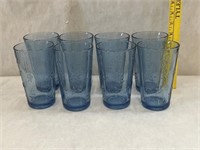 8 Vintage Blue Iced Tea Glasses