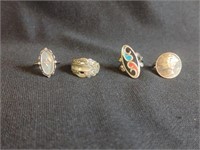 (4) LADIES STERLING RINGS