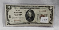 $20 National Currency FNB Danville, PA XF 1929