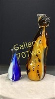 Pair of art glass animal figures – tallest is