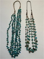 Two 3 Strand Turquoise Nugget Necklaces