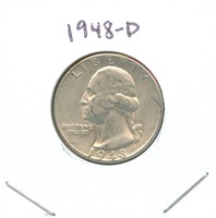 1948-D Washington Silver Quarter