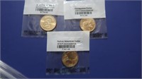 3 Uncirculated One Dollar Coins-2005D, 2014P,2015P