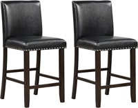 2pc Bar Stools, Counter Height PVC Leather