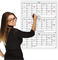 Dry Erase Laminated 3 Months Jumbo Calendar