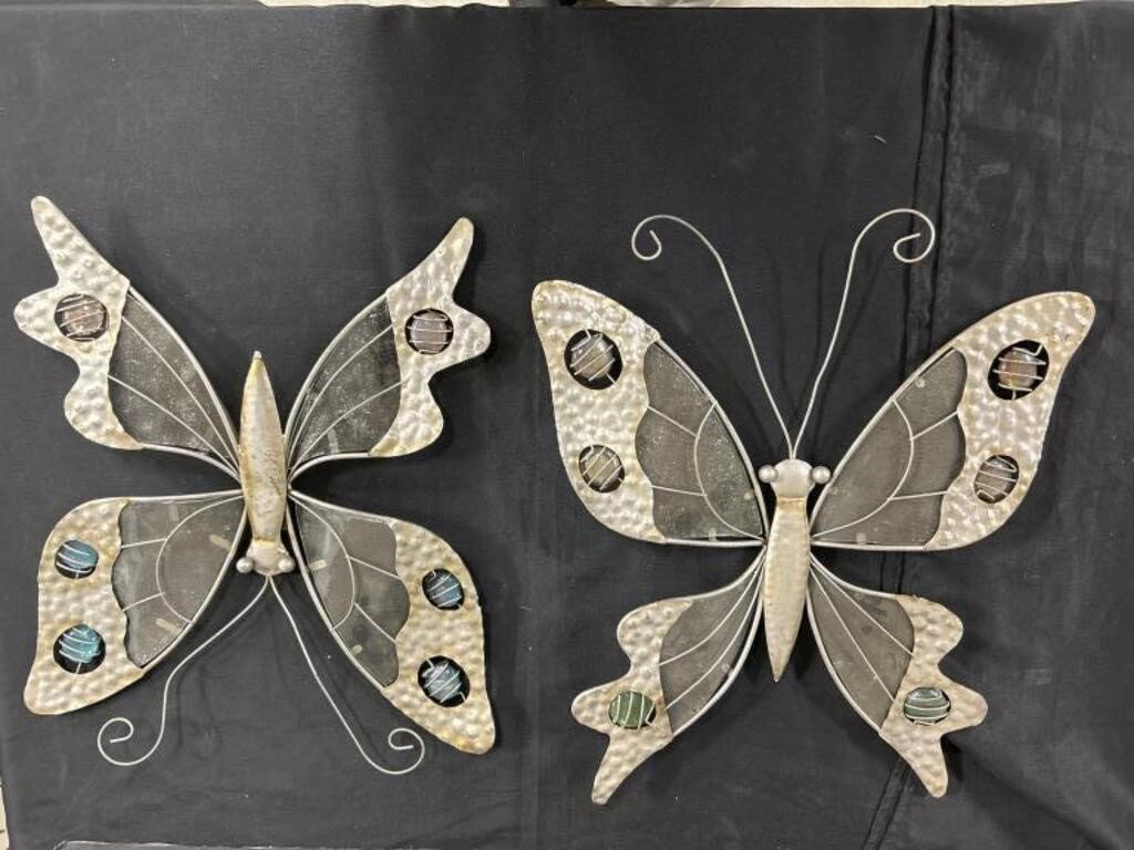 2 Tin Butterflies yard/garden decor