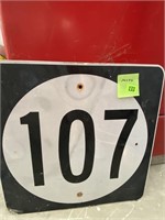 One sided, 24 x 24 Highway 107 road sign