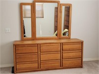 Oak Dresser w/ Folding Mirror