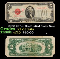 1928G $2 Red Seal United States Note Grades vf det