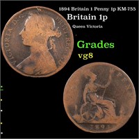 1894 Britain 1 Penny 1p KM-755 Grades vg, very goo