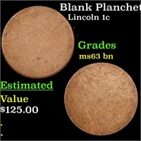 Blank Planchet Lincoln Cent Mint Error 1c Grades S