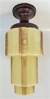 1930'S ART DECO URANIUM GLASS SKYSCRAPER FIXTURE