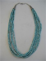 6 Strand SS & Turquoise Necklace