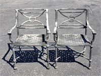 Pair of wrought iron patio chairs