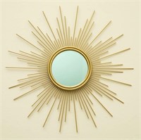 SONGMICS Round Spike Mirror, Gold Bathroom Mirror
