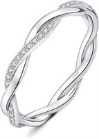 Round .31ct White Topaz Twisted Rope Infinity Ring