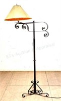 Adjustable Wrought Iron Lamp With Leather Shade