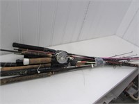 Bundle of approx. 10 assorted fishing rods with