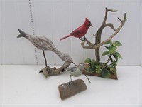 (3) Contemporary painted and carved bird decoys –
