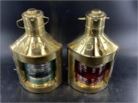 Pair of ship's port and starboard running lights,