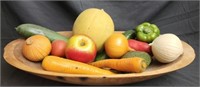 Large bread bowl with foam fruit and veggies