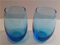 2pc Electric Blue Stemless Wine Glasses