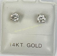 PAIR 14K YELLOW GOLD DIAMOND SOLITAIRE EARRINGS