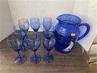 Vintage Hazel atlas cobalt blue pitcher w/