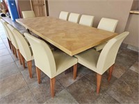 HUGUES CHEVALIER DINING TABLE, 9 SIDE AND 1 ARM