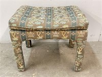 Asian Inspired Tufted Upholstered Stool
