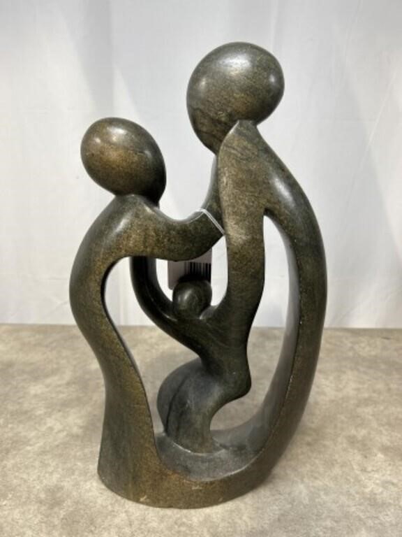 Family of 3 sculpture, has some cracking on one