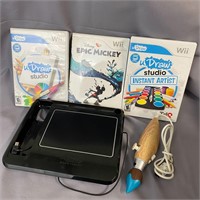 Wii uDraw Tablet Game Lot w Tablet, 3 Games, Brush