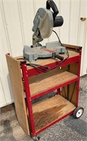 Delta miter Saw on rolling cart