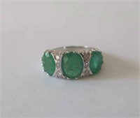 18ct white gold Emerald and diamond ring