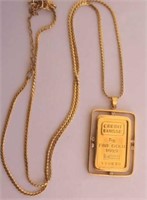 24kt Credit Suisse 5g gold pendant on 18ct chain
