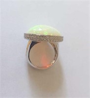 18ct white gold Opal and diamond cocktail ring