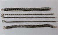 Five sterling silver bracelets 81g