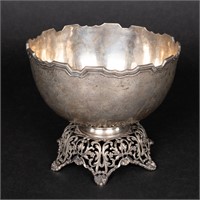 Portuguese Silver Serving Raised Bowl By L Titulo