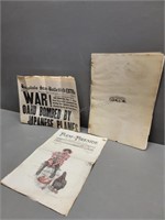Vintage Collectible Drawings & News Papers